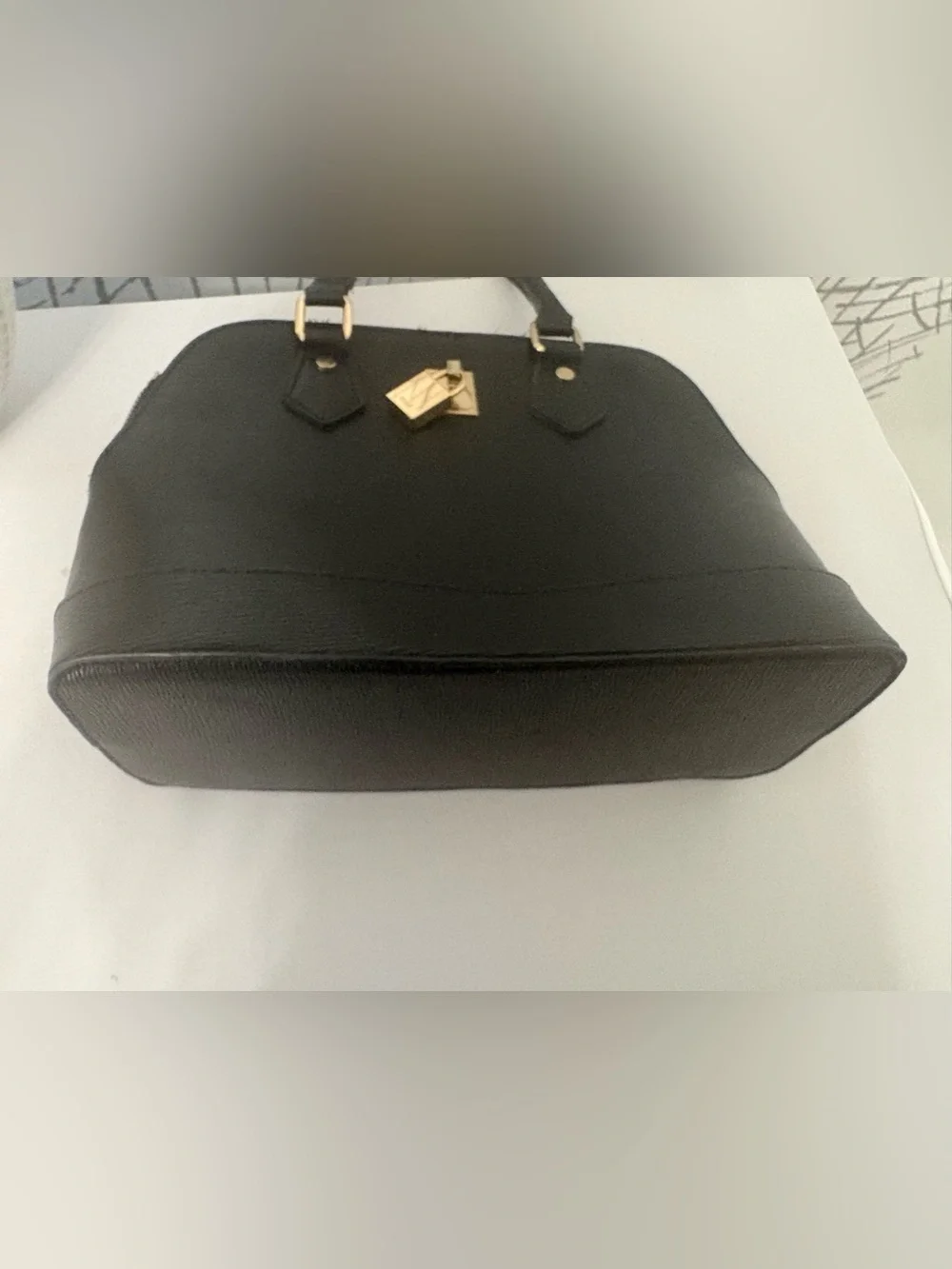Aldo Black Satchel with Gold Lock Hardware